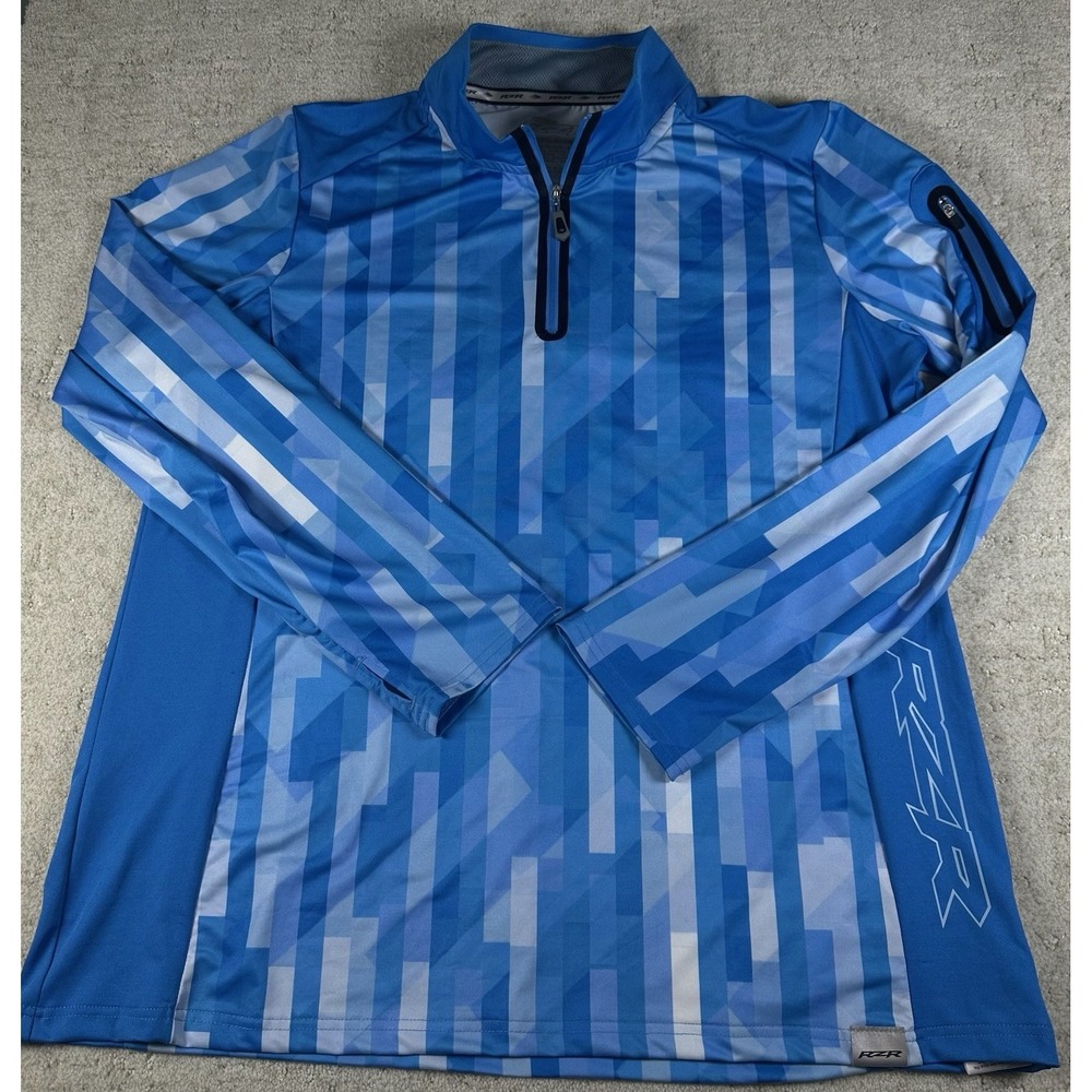 RZR Polaris Men's 2XL Pullover 1/4 Zip Long Sleeve Blue Geometric Mock Neck